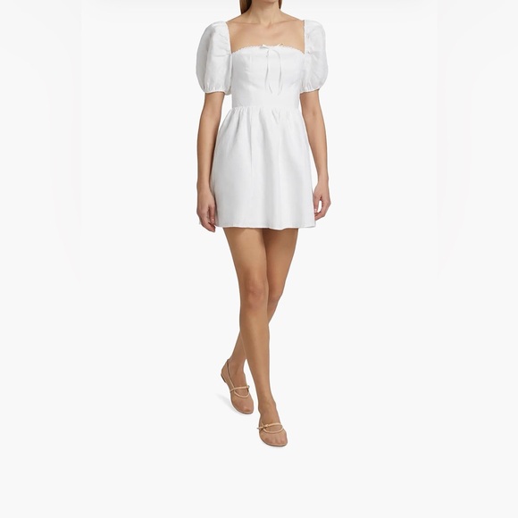 Reformation white puff sleeve mini dress size 2 - Picture 2 of 7